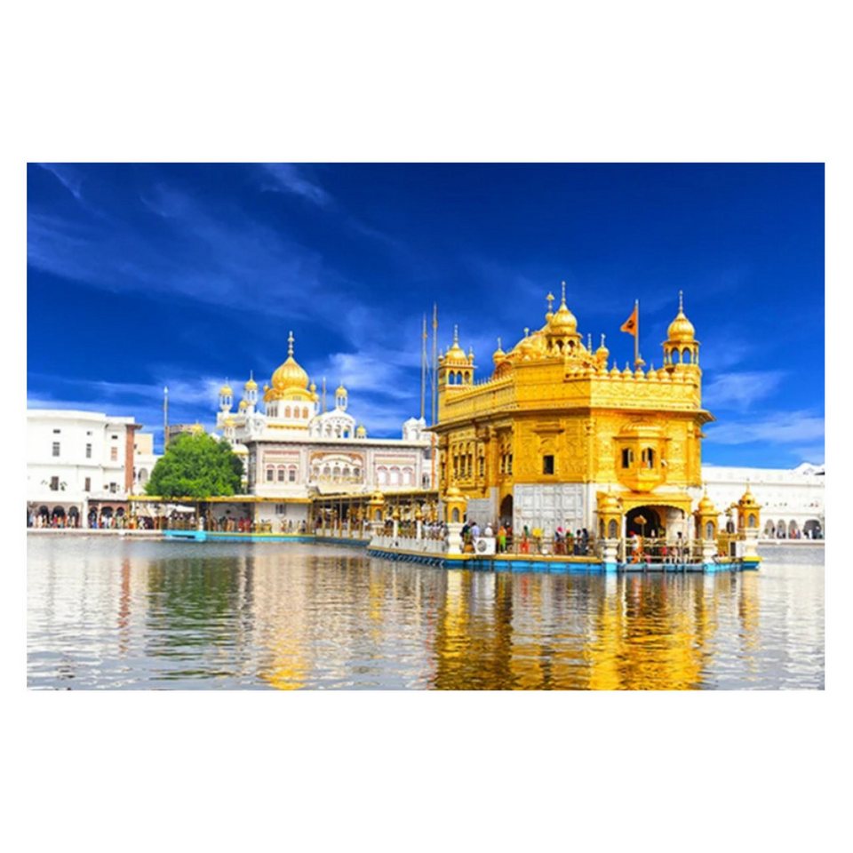 TPFLiving Kunstdruck (OHNE RAHMEN) Poster - Leinwand - Wandbild, Poster und Drucke zum Thema „Goldener Tempel“ auf Leinwand (Leinwandbild XXL), Farben: Blau, Weiß, Braun, Gelb, Schwarz -Größe: 20x30cm von TPFLiving