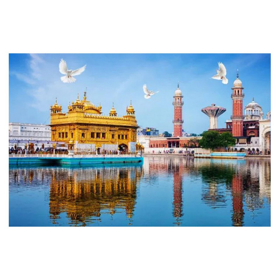 TPFLiving Kunstdruck (OHNE RAHMEN) Poster - Leinwand - Wandbild, Poster und Drucke zum Thema „Goldener Tempel“ auf Leinwand (Leinwandbild XXL), Farben: Blau, Weiß, Braun, Gelb, Schwarz -Größe: 20x30cm von TPFLiving