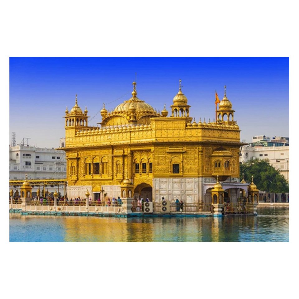 TPFLiving Kunstdruck (OHNE RAHMEN) Poster - Leinwand - Wandbild, Poster und Drucke zum Thema „Goldener Tempel“ auf Leinwand (Leinwandbild XXL), Farben: Blau, Weiß, Braun, Gelb, Schwarz -Größe: 40x60cm von TPFLiving
