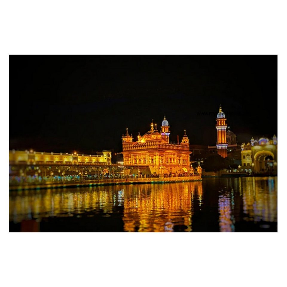 TPFLiving Kunstdruck (OHNE RAHMEN) Poster - Leinwand - Wandbild, Poster und Drucke zum Thema „Goldener Tempel“ auf Leinwand (Leinwandbild XXL), Farben: Blau, Weiß, Braun, Gelb, Schwarz -Größe: 50x70cm von TPFLiving