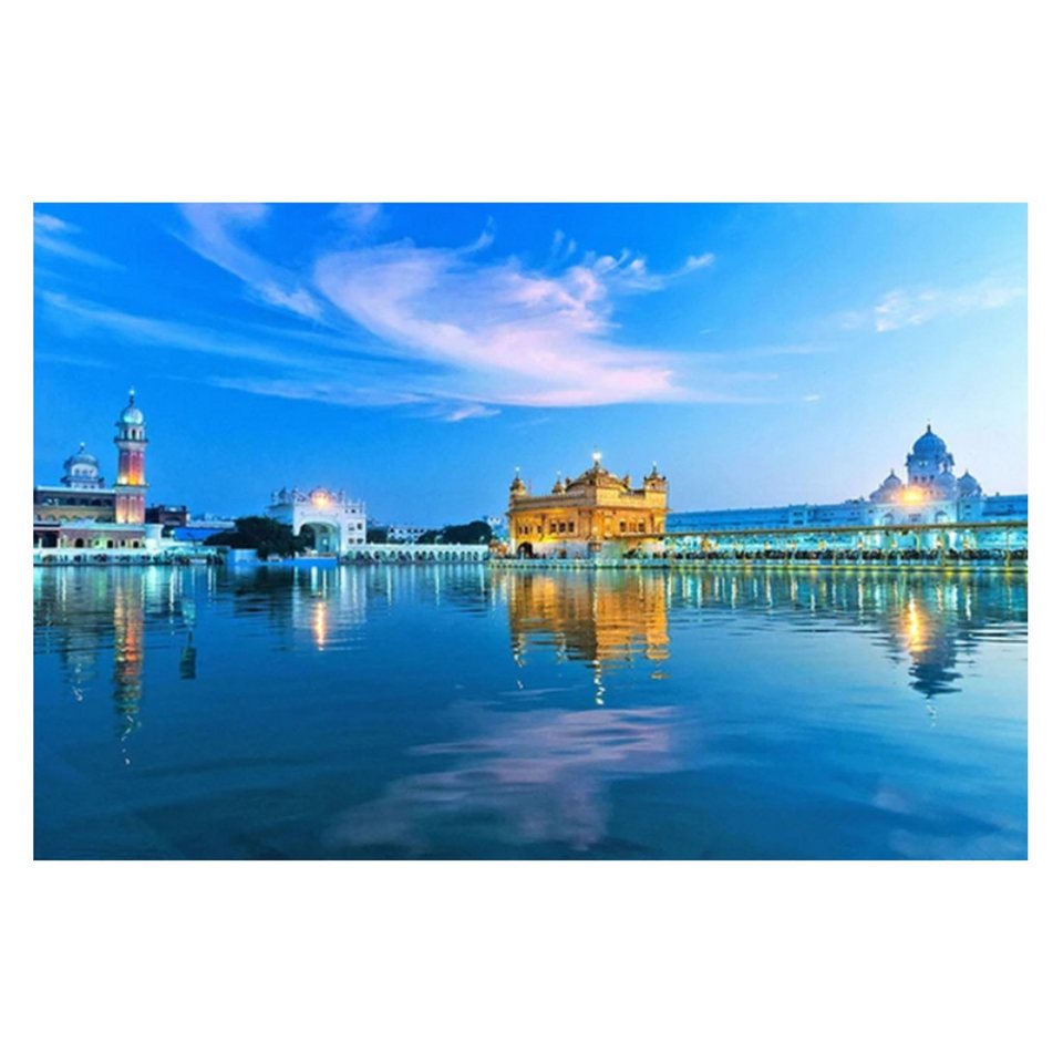 TPFLiving Kunstdruck (OHNE RAHMEN) Poster - Leinwand - Wandbild, Poster und Drucke zum Thema „Goldener Tempel“ auf Leinwand (Leinwandbild XXL), Farben: Blau, Weiß, Braun, Gelb, Schwarz -Größe: 60x80cm von TPFLiving