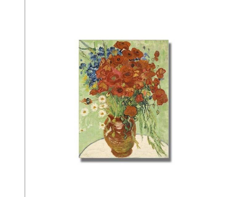 TPFLiving Kunstdruck (OHNE RAHMEN) Poster - Leinwand - Wandbild, Vincent Van Gogh - Stilleben, Vase mit Margeriten und Mohnblumen - (Motiv in verschiedenen Größen), Farben: Braun, Beige, Blau, Grün - Größe: 40x60cm von TPFLiving