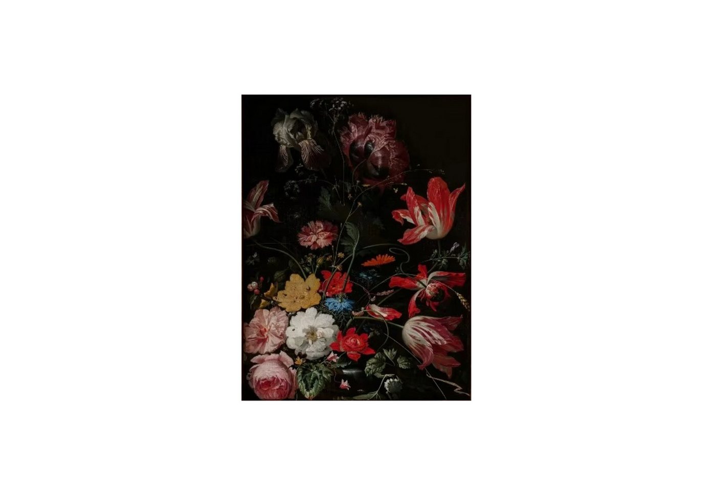 TPFLiving Kunstdruck OHNE RAHMEN, Viktorianische Blumenkunst im Landhausstil - (Leinwandbild XXL), Farben: Farben: Rosa, Grün, Beige, BraunGröße: 30x40cm von TPFLiving