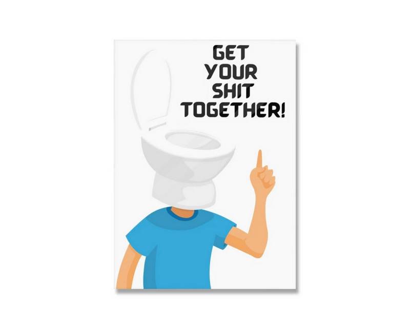 TPFLiving Kunstdruck (OHNE RAHMEN) Poster - Leinwand - Wandbild, Lustige Toiletten-Badezimmer-Regeln-Humor-Karma-Leinwand (Leinwandbild XXL), Farben: Gelb, Rot, Blau, Schwarz, Grün, Weiß - Größe: 13x18cm von TPFLiving