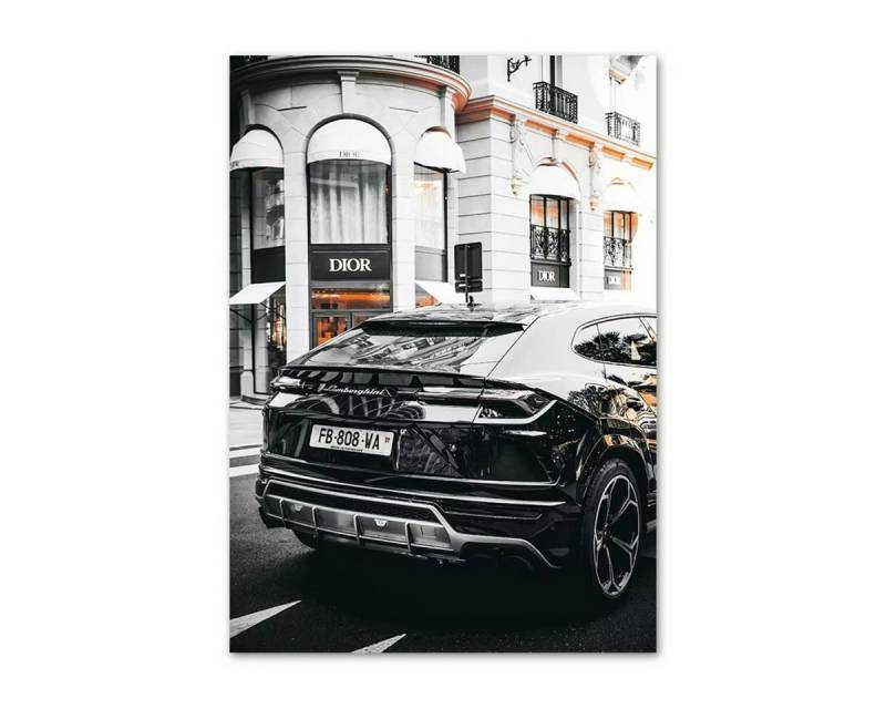 TPFLiving Kunstdruck (OHNE RAHMEN) Poster - Leinwand - Wandbild, Schwarz Weiß Luxus Waren Shop Auto Blume Nordic Poster Leinwand (Leinwandbild XXL), Farben: Weiß, Schwarz, Grau, Braun, Orange - Größe: 20x25cm von TPFLiving