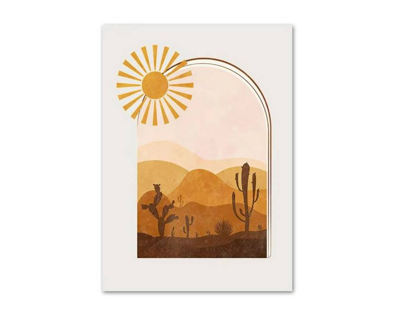TPFLiving Kunstdruck (OHNE RAHMEN) Poster - Leinwand - Wandbild, Boho Monstera Blatt Terrakotta Vase Abstrakte Wandkunst Leinwand (Leinwandbild XXL), Farben: Braun, Grün, Weiß, Orange, Schwarz -Größe: 30x40cm von TPFLiving