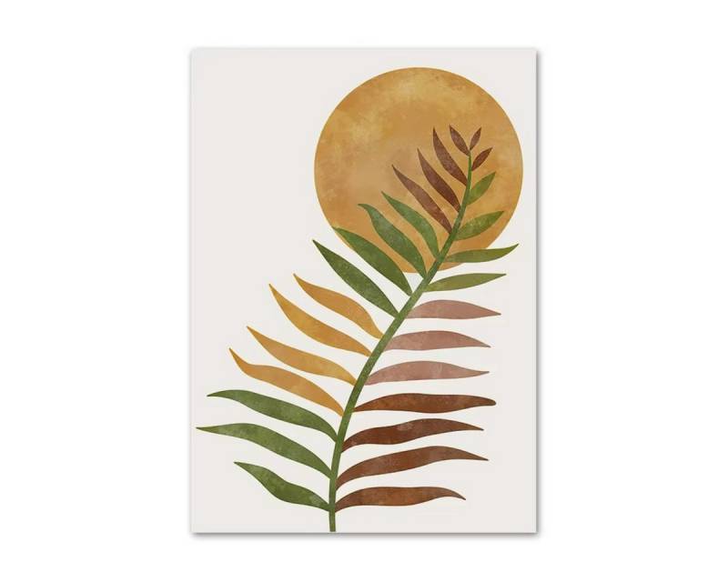 TPFLiving Kunstdruck (OHNE RAHMEN) Poster - Leinwand - Wandbild, Boho Monstera Blatt Terrakotta Vase Abstrakte Wandkunst Leinwand (Leinwandbild XXL), Farben: Braun, Grün, Weiß, Orange, Schwarz -Größe: 13x18cm von TPFLiving