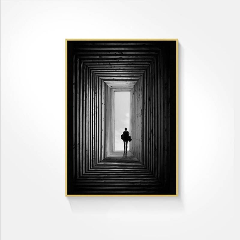 TPFLiving Leinwandbild Kunstdruck - Nordic Art Abstrakte Formen in schwarz und weiß - OHNE Rahmen - Bilder Wohnzimmer - Modell TPFL-LW-54-MB - 60x80cm von TPFLiving