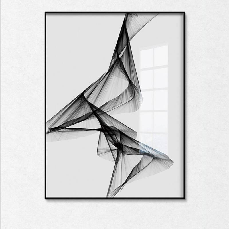 TPFLiving Leinwandbild Kunstdruck - Nordic Art Abstrakte Linien in schwarz und weis - OHNE Rahmen - Bilder Wohnzimmer - Modell TPFL-LW-49-MB - 30x40cm von TPFLiving