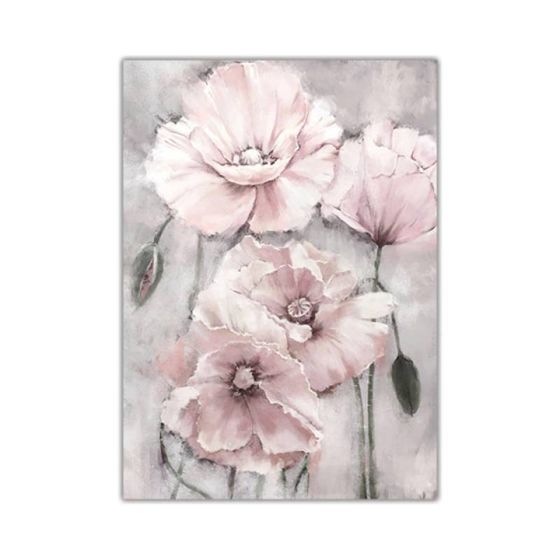 TPFLiving Luxus Poster Leinwand / Blumen in Rosa / 3 Motive in 17 verschiedene Größen - OHNE Rahmen - Modell TPFL-LW-35-MOT535-3 - 60x90cm von TPFLiving
