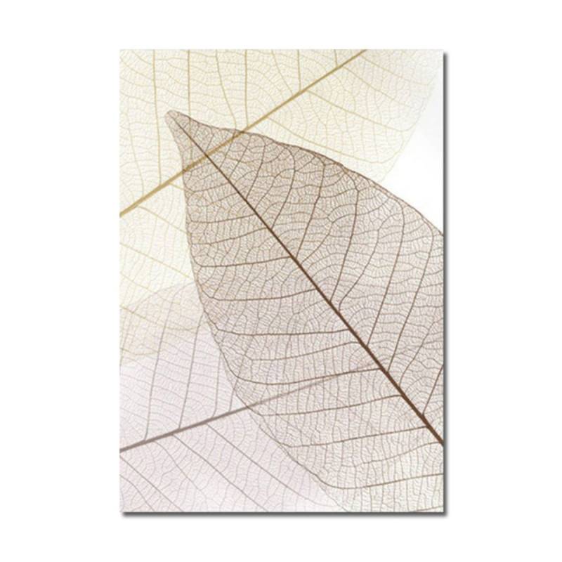 TPFLiving Luxus Poster Leinwand - Ginkgo-Blatt - Beige und Weiß - 15 verschiedene Größen - OHNE Rahmen - Modell B - 10x15cm von TPFLiving