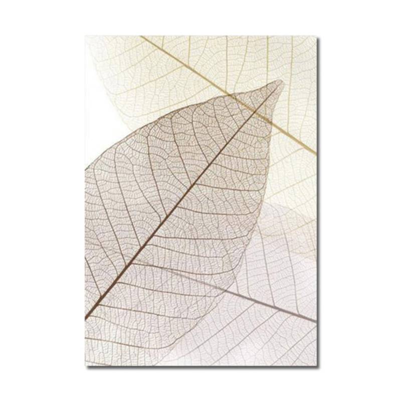 TPFLiving Luxus Poster Leinwand - Ginkgo-Blatt - Beige und Weiß - 15 verschiedene Größen - OHNE Rahmen - Modell C - 50x70cm von TPFLiving