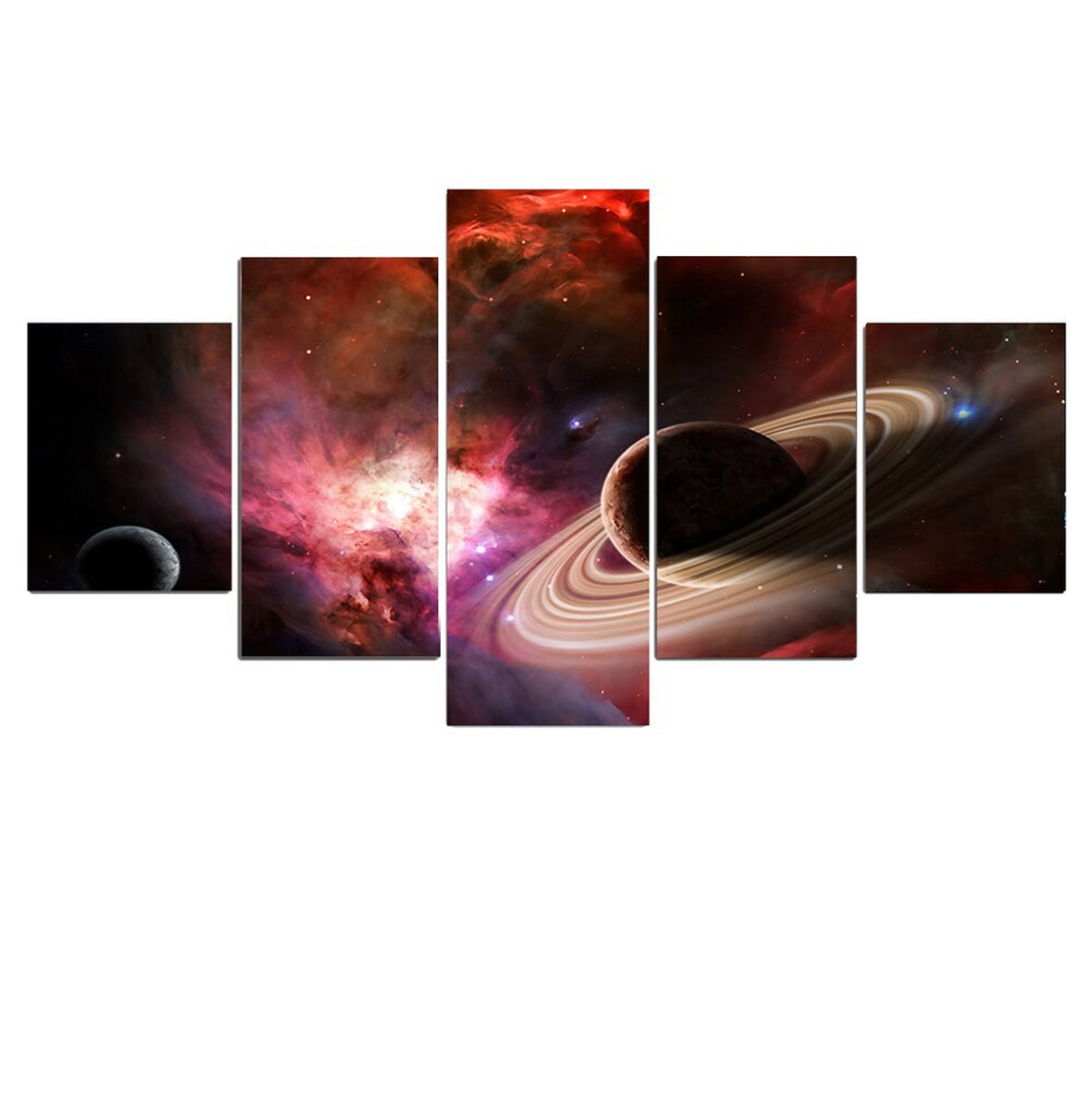 TPFLiving Poster Leinwand / 5 teiliges Wandbild - Universum, Erde, Planeten und Sterne / Verschiedene Größen - OHNE Rahmen - Modell L-032318 - 40x60 40x80 40x100cm von TPFLiving