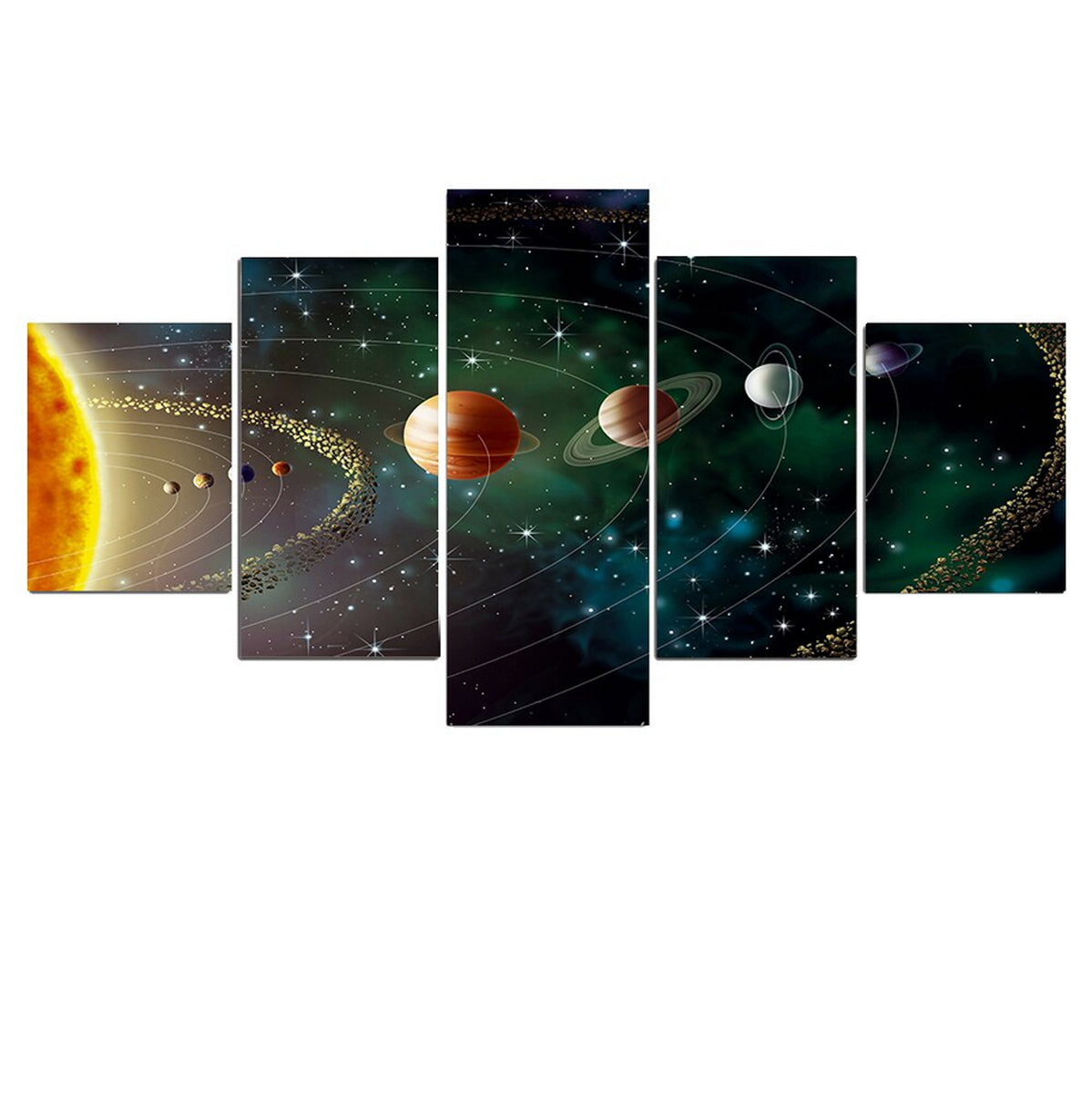 TPFLiving Poster Leinwand / 5 teiliges Wandbild - Universum, Erde, Planeten und Sterne / Verschiedene Größen - OHNE Rahmen - Modell L-032332 - 20x25 20x40 20x50cm von TPFLiving