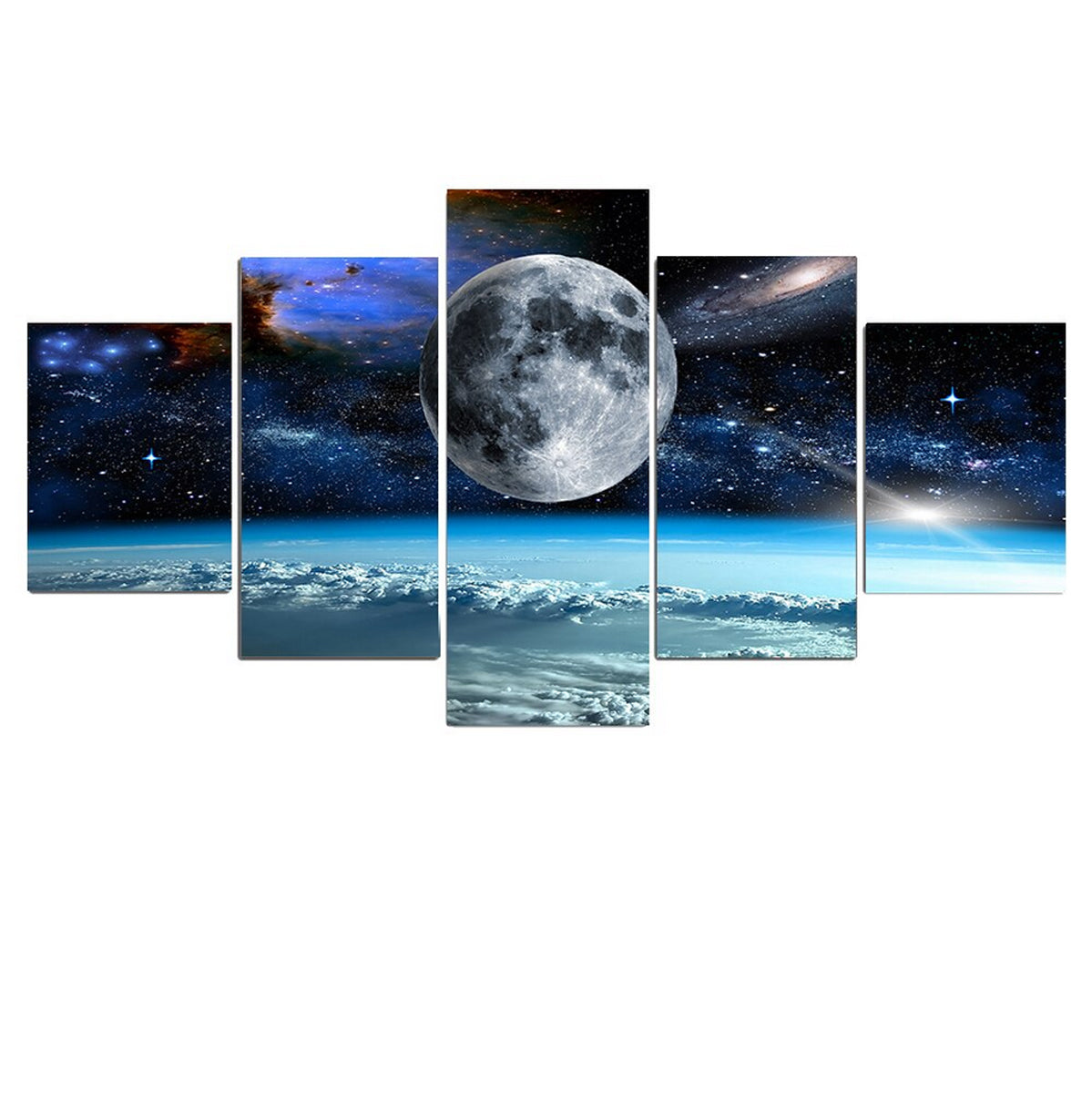 TPFLiving Poster Leinwand / 5 teiliges Wandbild - Universum, Erde, Planeten und Sterne / Verschiedene Größen - OHNE Rahmen - Modell L-032333 - 30x40 30x60 30x80cm von TPFLiving