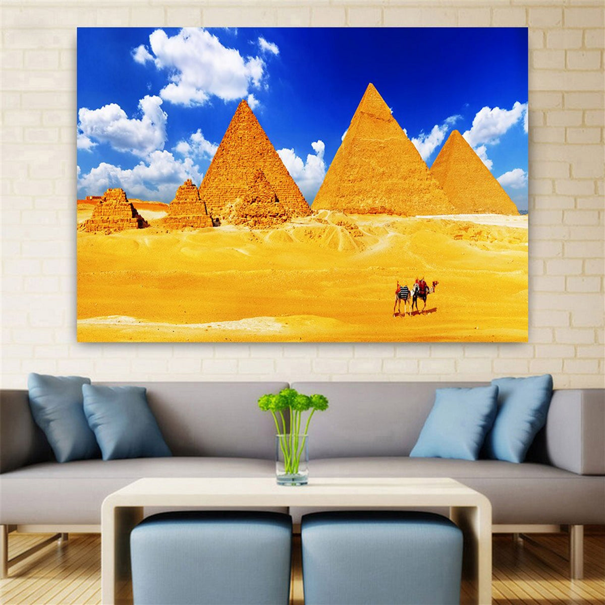 TPFLiving Poster Leinwand / Ägyptische Landschaften, Wüste, Pyramiden, Sphinx / Verschiedene Größen - OHNE Rahmen - Modell 153699860 - 60x90 cm von TPFLiving