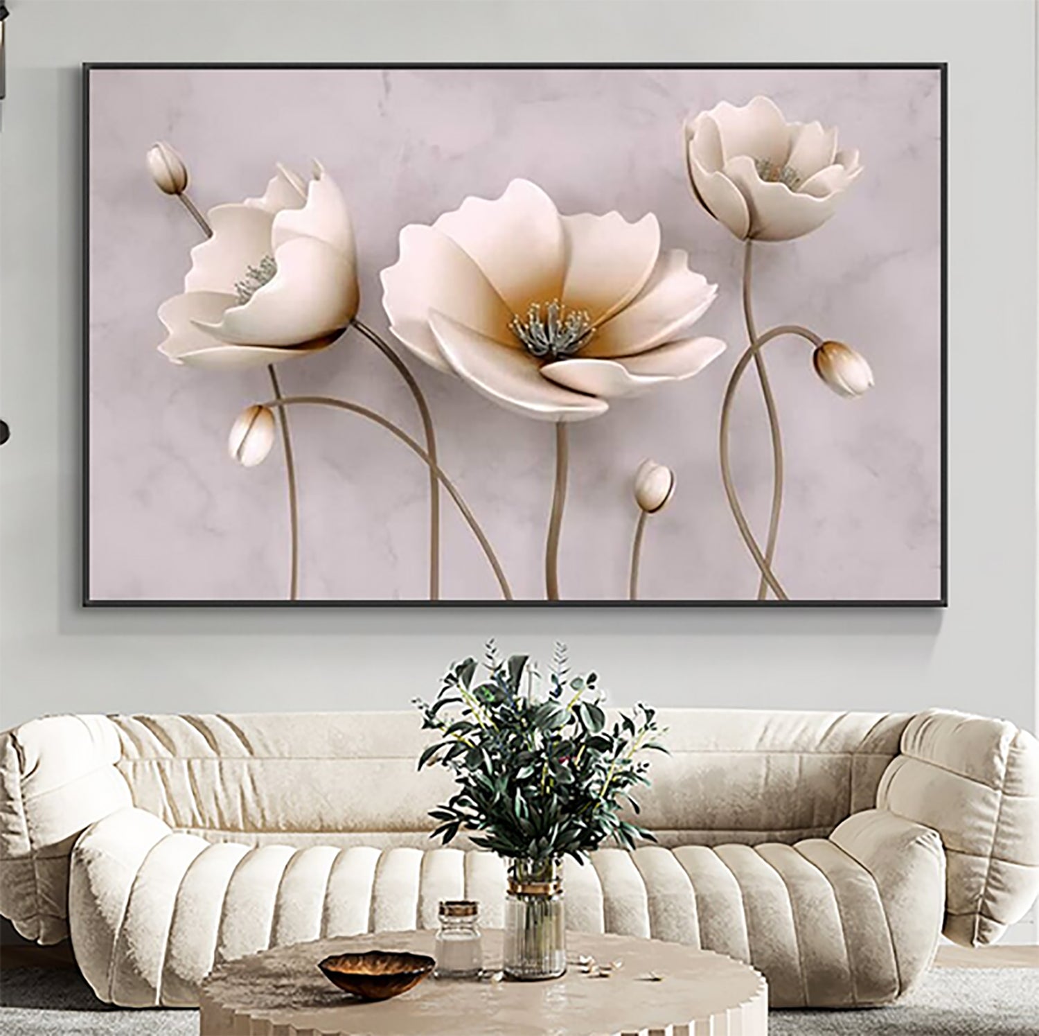 TPFLiving Poster Leinwand / Abstrakte weiße Blume - Blüte / Verschiedene Größen - OHNE Rahmen - Modell 505 - 90x135cm von TPFLiving