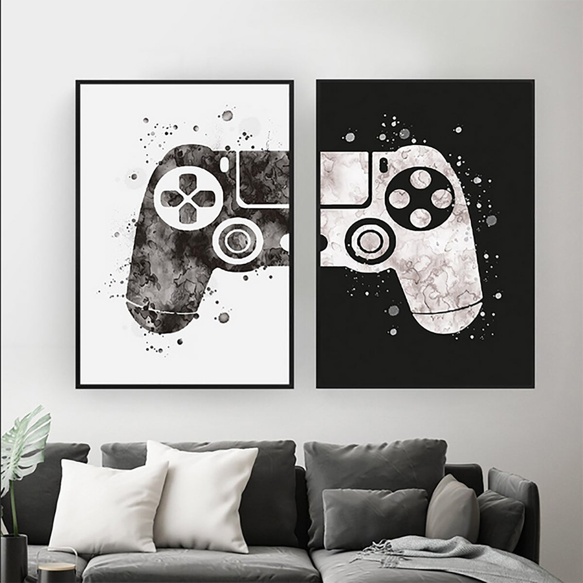 TPFLiving Poster Leinwand / Aquarell Gamepad, Spielekonsole, Computerspiele - / Verschiedene Größen - OHNE Rahmen - Modell 2PCS - 60x90cm von TPFLiving