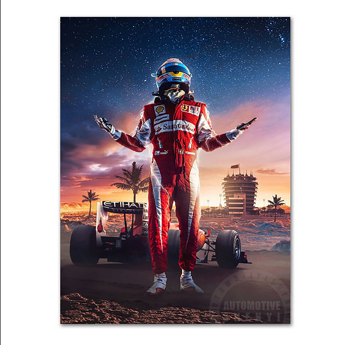 TPFLiving Poster Leinwand / Formel 1 2022 - Formel 1 Pilot - Rennfahrer - Fernando Alonso / Verschiedene Größen - OHNE Rahmen - Modell SY991 - 80x100cm von TPFLiving