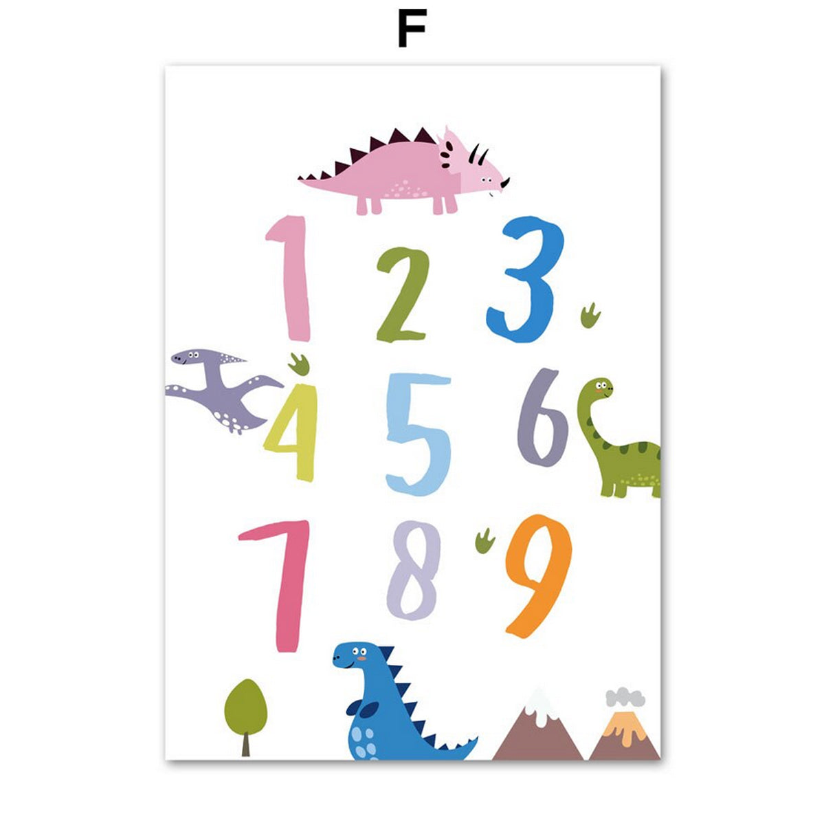 TPFLiving Poster Leinwand / Kinderzimmer Bild - Dinosaurier, Jurassic Park, Buchstaben/Alphabet - / Verschiedene Größen - OHNE Rahmen - Modell F - 30x40cm von TPFLiving