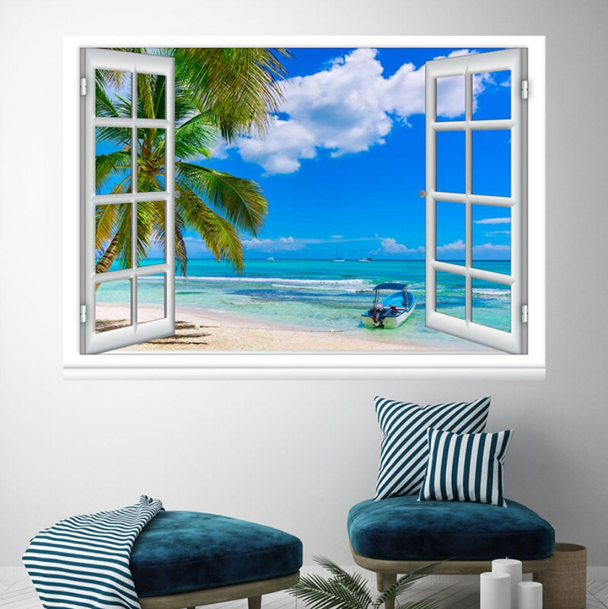 TPFLiving Poster Leinwand / Verschiedene Motive mit 3D Fenster Wirkung / Verschiedene Größen - OHNE Rahmen - Modell 752295010 - 20x30cm von TPFLiving