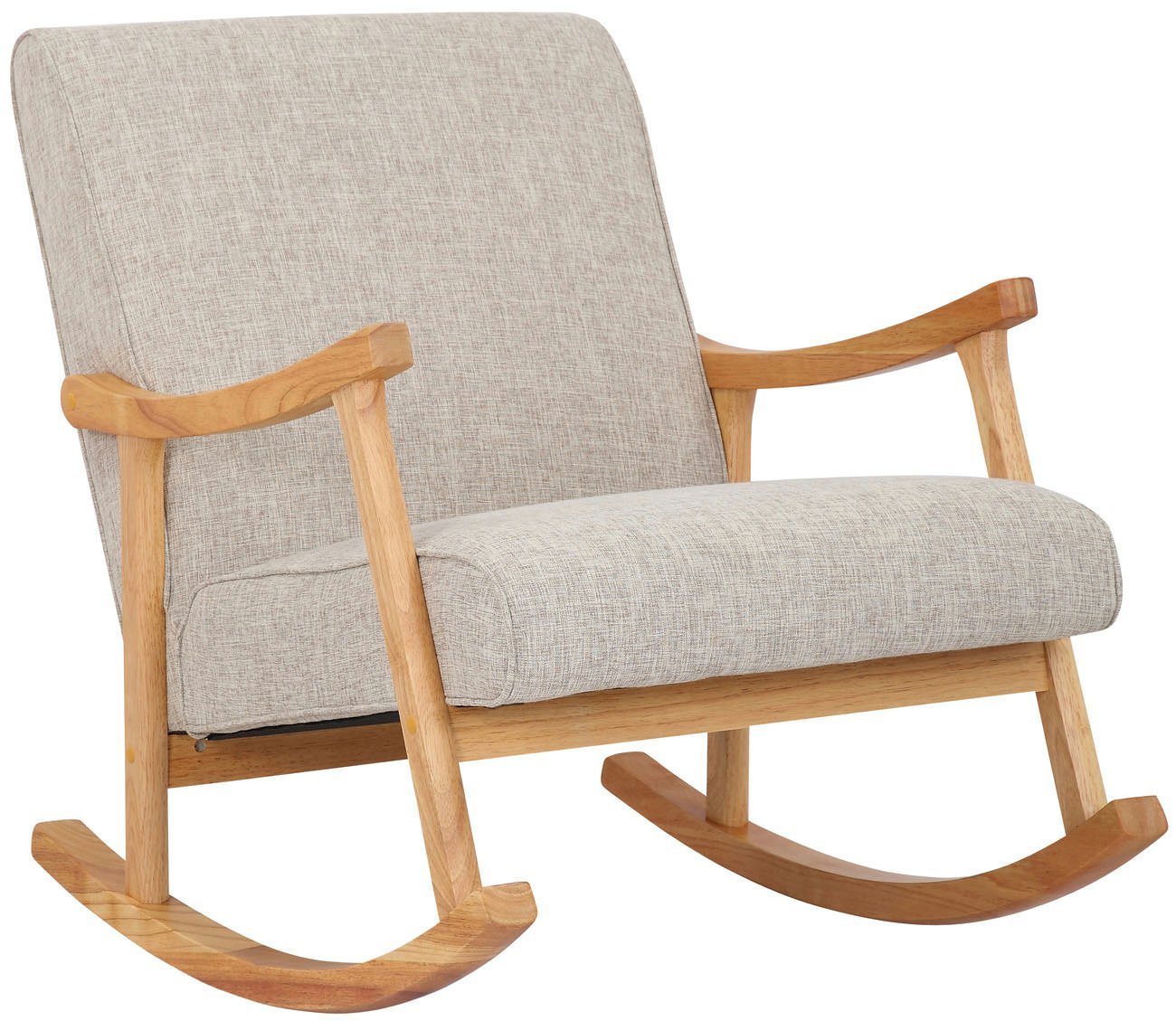 TPFLiving Schaukelstuhl Morello mit hochwertig gepolsterter Sitzfläche (Schwingstuhl - Relaxstuhl - Relaxsessel - Lehnstuhl), Gestell: Natura - Sitzfläche: Stoff creme von TPFLiving