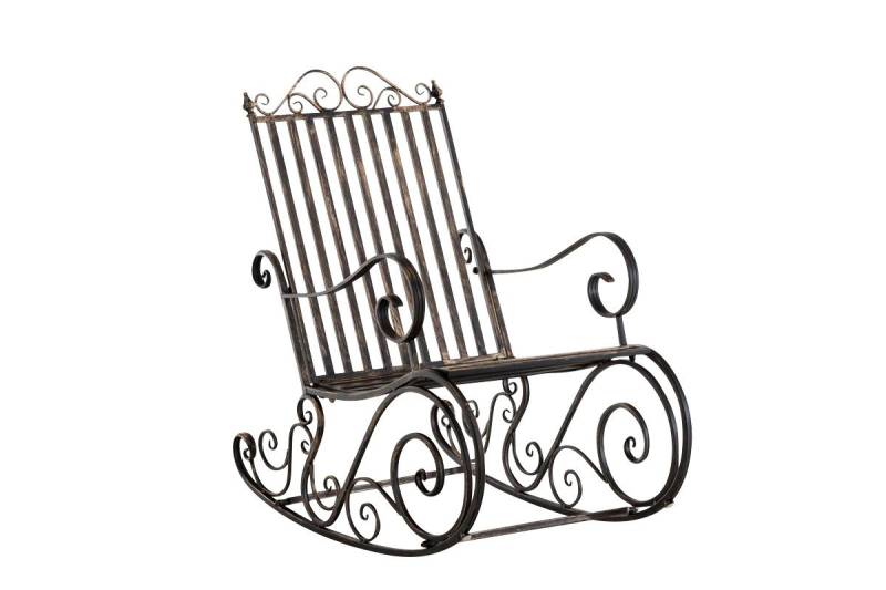 TPFLiving Schaukelstuhl Smiela (Schwingstuhl - Relaxstuhl - Lehnstuhl), Gestell: Eisen lackiert - Sitzfläche: Eisen bronze von TPFLiving