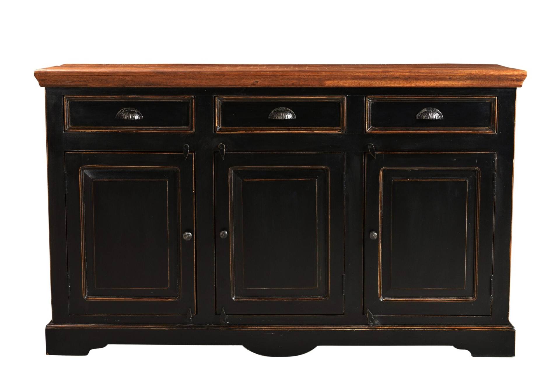 TPFLiving Sideboard Spokane Mango + MDF schwarz mit honigfarbiger Deckplatte von TPFLiving