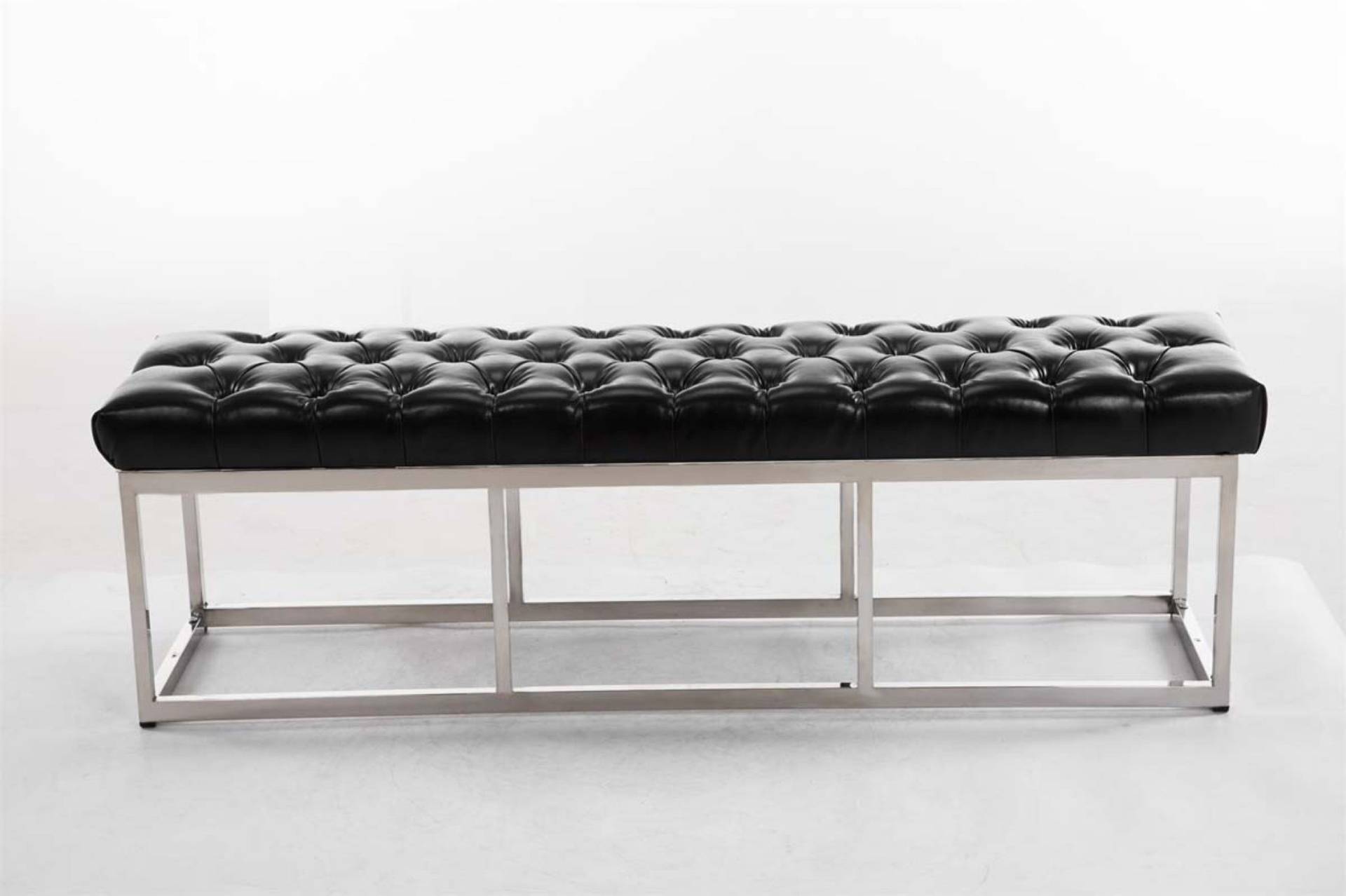 TPFLiving Sitzbank Amor Kunstleder - Gestell Edelstahl matt gebürstet - 150 - schwarz Stück von TPFLiving