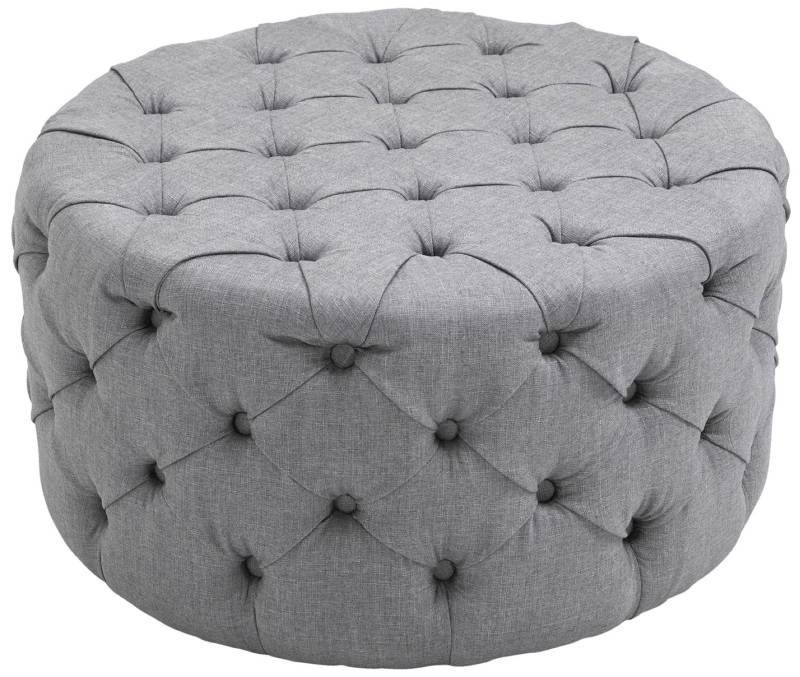 TPFLiving Sitzhocker Darcy Stoff XL - grau Stück von TPFLiving