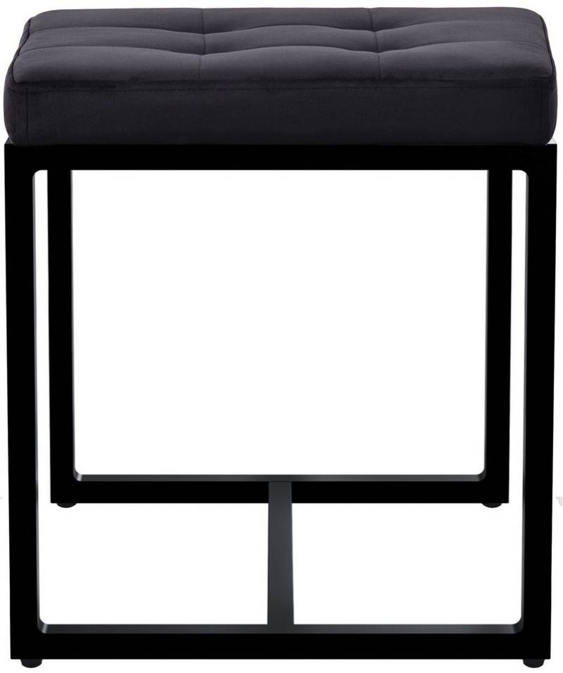 TPFLiving Sitzhocker Elvion (Elegante Sitzbank mit weichem Samtbezug, Stabiles Vierfußgestell aus pulverbeschichtetem Eisen), Maße (TxBxH): 40 x 40 x 48cm - Farbe: schwarz von TPFLiving