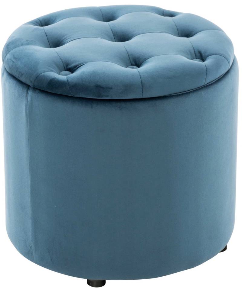 TPFLiving Sitzhocker Paris Samt - blau Stück von TPFLiving