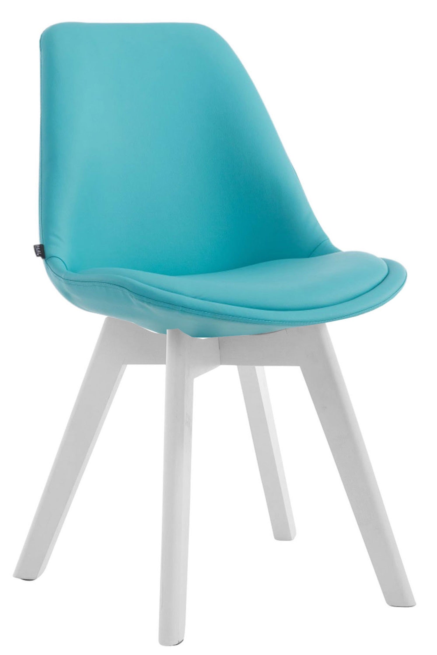 TPFLiving Stuhl Manolo Kunstleder Weiß - blau Stück von TPFLiving