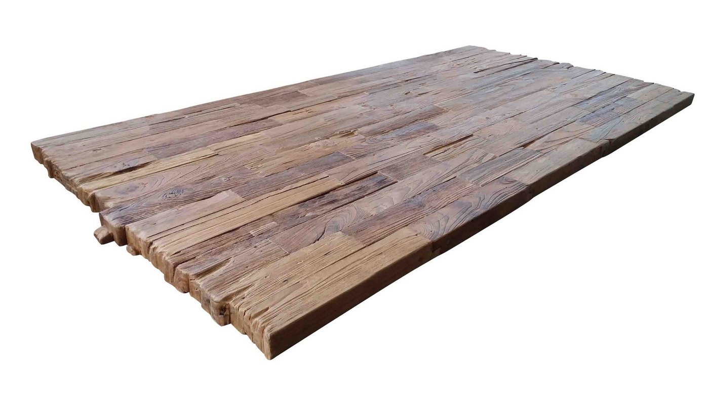 TPFLiving Tischplatte Lycia - mit rustikaler Bruchkante an den kurzen Seiten (Teak natur, Plattenstärke 50 mm - natur, Esszimmertisch massiv, Wohnzimmertisch, Holztisch), Produktlinie: ROMA - Breite: 160 cm, Höhe: 5 cm, Tiefe: 90 cm von TPFLiving