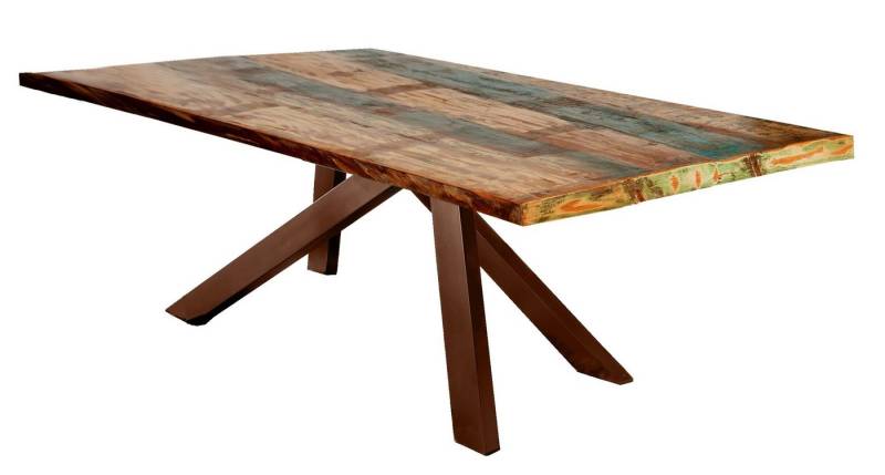 TPFLiving Tischplatte Zenobia - nachhaltig, da aus recyceltem Altholz (nachhaltig, da aus recyceltem Altholz - bunt lackiert, Esszimmertisch massiv, Wohnzimmertisch, Holztisch), Produktlinie: ROMA - Breite: 160 cm, Höhe: 4 cm, Tiefe: 85 cm von TPFLiving