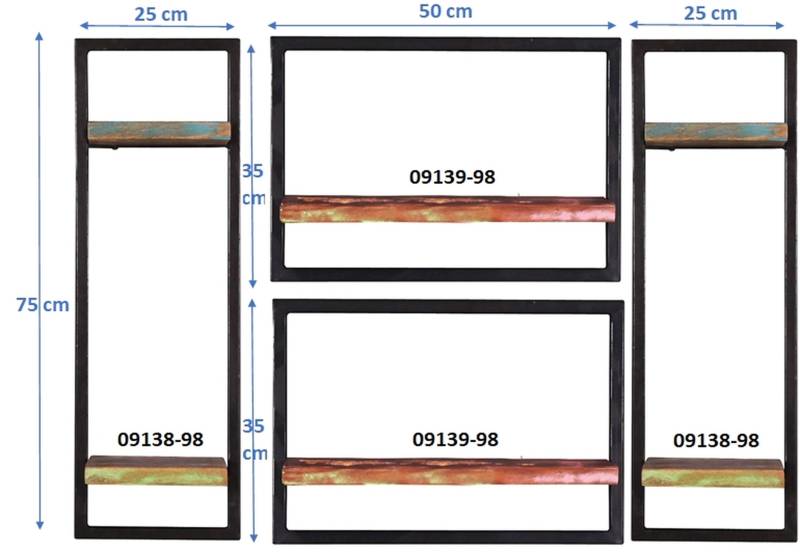 TPFLiving Wandregal-Set, 4-teilig Anchorage Altholz mit starken Gebrauchsspuren, lackiert, Rahmen aus Metall bunt, schwarz TPFLiving Wandregal-Set, 4-teilig Anchorage Altholz mit starken Gebrauchsspuren, lackiert, Rahmen aus Metall bunt, schwarz von TPFLiving