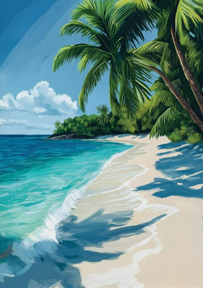 TPFLiving Kunstdruck (OHNE RAHMEN) Poster - Leinwand - Wandbild, Die Schönheit der Natur in jeder Jahreszeit – Leinwandgemälde (Leinwandbild XXL), Farben: Schwarz, Weiß, Blau, Gelb, Grün, Grau -Größe: 20x30cm von TPFLiving