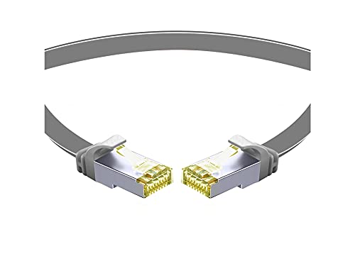 TPFNet 10er Pack 5er Pack CAT.7 hochwertiges Premium Netzwerkkabel flach mit RJ45 Anschluss | LAN Kabel | 3m | grau |Abschirmung durch U/FTP | kompatibel mit Router, Modem, Switch von TPFNet
