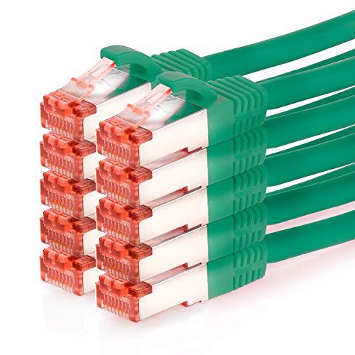 TPFNet 10er Pack CAT.6 hochwertiges Premium Netzwerkkabel mit RJ45 Anschluss | LAN Kabel | 2m | grün |mehrfache Abschirmung durch S/FTP | kompatibel mit Router, Modem, Switch TPFNet 10er Pack CAT.6 hochwertiges Premium Netzwerkkabel mit RJ45 Anschluss | LAN Kabel | 2m | grün |mehrfache Abschirmung durch S/FTP | kompatibel mit Router, Modem, Switch von TPFNet