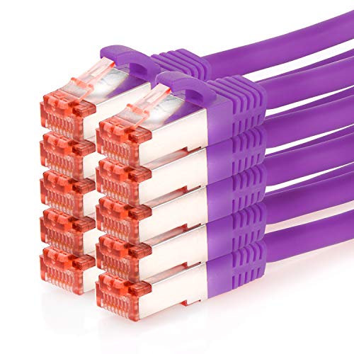 TPFNet 10er Pack CAT.6 hochwertiges Premium Netzwerkkabel mit RJ45 Anschluss | LAN Kabel | 3m | violett |mehrfache Abschirmung durch S/FTP | kompatibel mit Router, Modem, Switch TPFNet 10er Pack CAT.6 hochwertiges Premium Netzwerkkabel mit RJ45 Anschluss | LAN Kabel | 3m | violett |mehrfache Abschirmung durch S/FTP | kompatibel mit Router, Modem, Switch von TPFNet