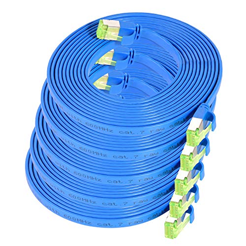 TPFNet 5er Pack CAT.7 hochwertiges Premium Netzwerkkabel flach mit RJ45 Anschluss | LAN Kabel | 0,5m | blau |Abschirmung durch U/FTP | kompatibel mit Router, Modem, Switch TPFNet 5er Pack CAT.7 hochwertiges Premium Netzwerkkabel flach mit RJ45 Anschluss | LAN Kabel | 0,5m | blau |Abschirmung durch U/FTP | kompatibel mit Router, Modem, Switch von TPFNet