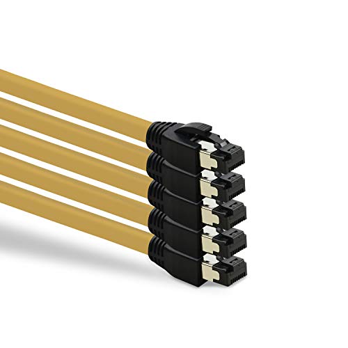 TPFNet 5er Pack CAT.8 hochwertiges Premium Netzwerkkabel flach mit RJ45 Anschluss | LAN Kabel | 0,25m | gelb |mehrfache Abschirmung durch S/FTP | kompatibel mit Router, Modem, Switch TPFNet 5er Pack CAT.8 hochwertiges Premium Netzwerkkabel flach mit RJ45 Anschluss | LAN Kabel | 0,25m | gelb |mehrfache Abschirmung durch S/FTP | kompatibel mit Router, Modem, Switch von TPFNet