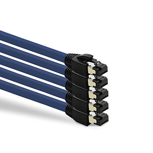 TPFNet 5er Pack CAT.8 hochwertiges Premium Netzwerkkabel flach mit RJ45 Anschluss | LAN Kabel | 1,5m | blau |mehrfache Abschirmung durch S/FTP | kompatibel mit Router, Modem, Switch TPFNet 5er Pack CAT.8 hochwertiges Premium Netzwerkkabel flach mit RJ45 Anschluss | LAN Kabel | 1,5m | blau |mehrfache Abschirmung durch S/FTP | kompatibel mit Router, Modem, Switch von TPFNet