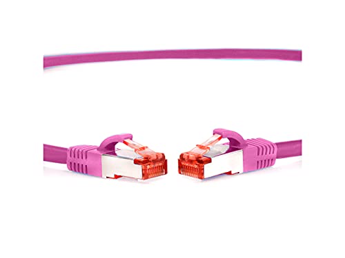 TPFNet CAT.6 hochwertiges Premium Netzwerkkabel mit RJ45 Anschluss | LAN Kabel | 30m | magenta |mehrfache Abschirmung durch S/FTP | kompatibel mit Router, Modem, Switch von TPFNet