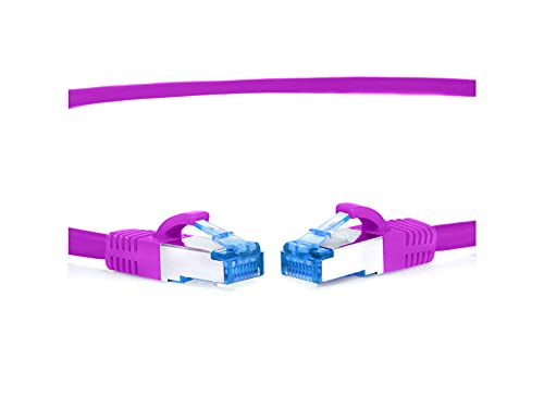 TPFNet CAT.6A hochwertiges Premium Netzwerkkabel mit RJ45 Anschluss | LAN Kabel | 0,5m | violett |mehrfache Abschirmung durch S/FTP | kompatibel mit Router, Modem, Switch von TPFNet