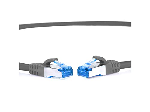 TPFNet CAT.6A hochwertiges Premium Netzwerkkabel mit RJ45 Anschluss | LAN Kabel | 1,5m | grau |mehrfache Abschirmung durch S/FTP | kompatibel mit Router, Modem, Switch von TPFNet