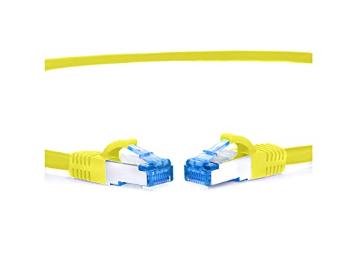 TPFNet CAT.6A hochwertiges Premium Netzwerkkabel mit RJ45 Anschluss | LAN Kabel | 2m | gelb |mehrfache Abschirmung durch S/FTP | kompatibel mit Router, Modem, Switch von TPFNet