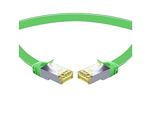 TPFNet CAT.7 hochwertiges Premium Netzwerkkabel flach mit RJ45 Anschluss | LAN Kabel | 5m | grün |Abschirmung durch U/FTP | kompatibel mit Router, Modem, Switch von TPFNet