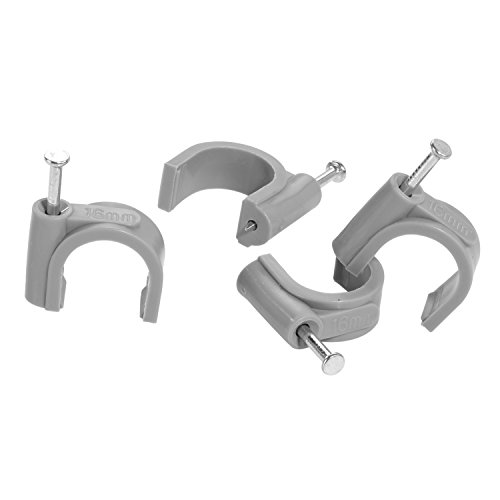 TPFNet Kabelschellen Nagelschellen Kabelhalter Haftclips mit Nagel, für Maximal 16mm Leitungen, 300 Stück, Grau von TPFNet