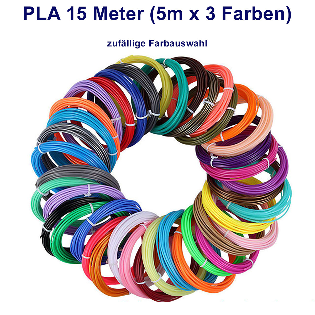 TPFNet PLA Filament für 3D Drucker-Stift - verschiedene Sets - zufällige Farben - 15m (5M x 3 zufällige Farben) von TPFNet